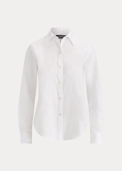 Camisa Ralph Lauren Mujer Blancos - Cotton Poplin - GBYWE7615